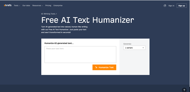 Ahrefs Free AI Text Humanizer