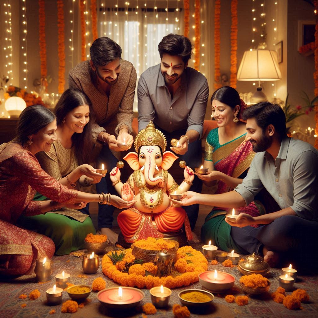 Ganesh Chaturthi Family Celebration Image