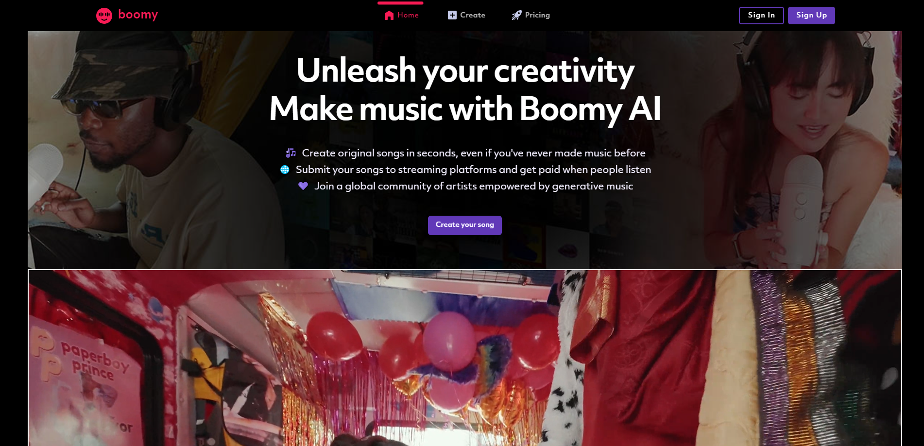 Boomy Website Image